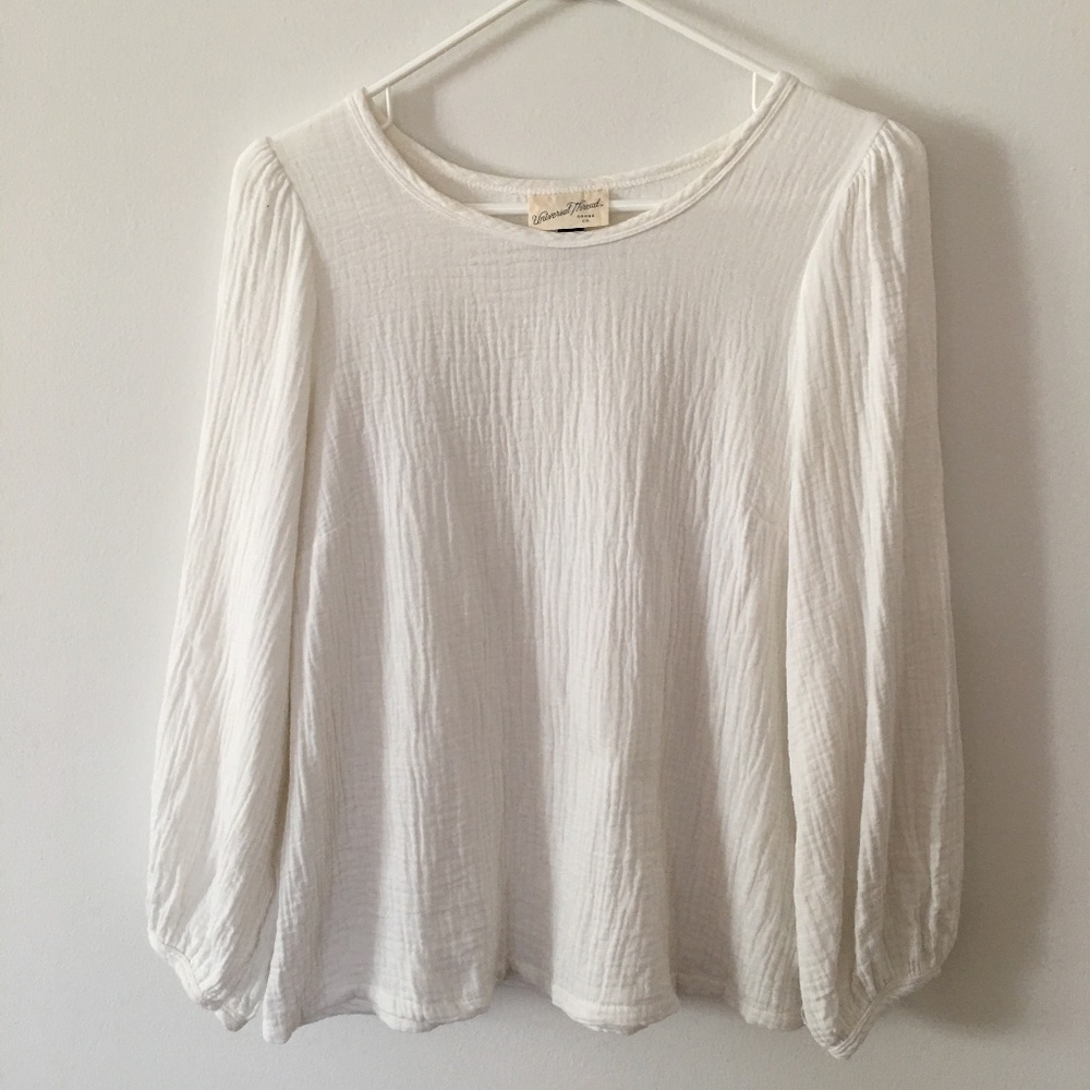 Universal Thread Balloon Sleeve Off White Top